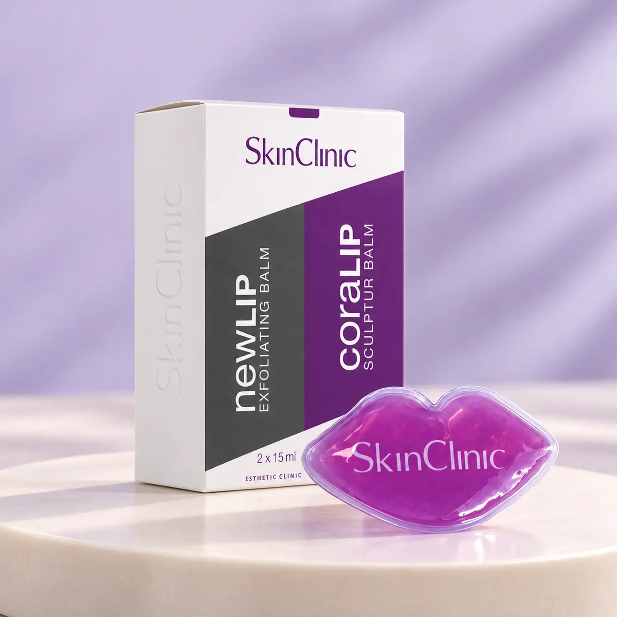 SkinClinic Pack Cuidado Labial Newlip Coralip Parche Labial — composición de estudio del producto